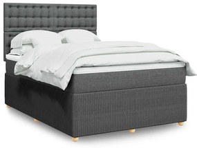 Cama com molas/colchão 140x190 cm tecido cinzento-escuro