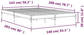 Estrutura de cama 140x200 cm derivados madeira/metal