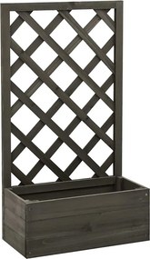314831 vidaXL Vaso com treliça para jardim 50x25x90 cm abeto maciço cinzento