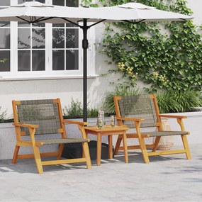 vidaXL Conjunto de Cadeiras de Jardim com Mesa - 3 Peças em Madeira de Acácia Maciça Cinza