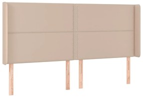 Cama box spring c/colchão/LED 180x200cm couro artif. cappuccino