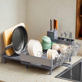 Escorredor de louça 31,5 x 58,8 x 24,1 cm cinza prateado