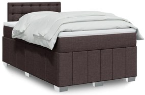 Cama boxspring com colchão 120x190 cm tecido castanho-escuro