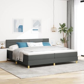 vidaXL Cama Box Spring com Colchão & LED Cinza Escuro 200x200 cm Tecido