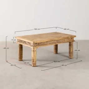 Mesa de centro de madeira de mangueira Taraz 100 x 60 cm - Sklum