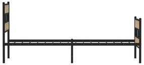 Estrutura de cama sem colchão 75x190 cm metal carvalho sonoma