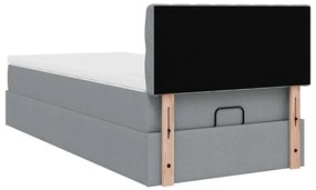 Cama otomana com colchão 100x200 cm tecido cinzento claro