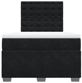 Cama boxspring com colchão 120x190 cm veludo preto