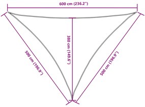 Para-sol estilo vela tecido oxford triangular 5x5x6 m branco