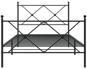 Estrutura de cama com cabeceira e pés 100x190 cm metal preto