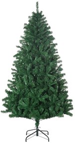 HOMCOM Árvore de Natal 180 cm com 1000 Ramos de PVC e Suporte de Aço Decoração de Natal para Interior Verde