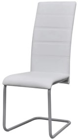 Cadeiras de jantar cantilever 4 pcs couro artificial branco