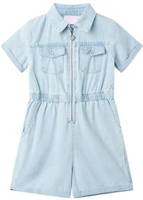 Macacão de manga curta para criança azul-macio 140