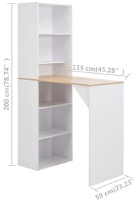 Mesa de bar com armário 115x59x200 cm branco