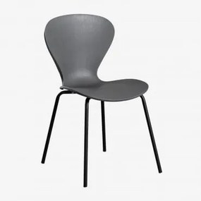 Stackable Dining Chair Uit Negro & Polipropileno Cinzento Escuro - Sklum