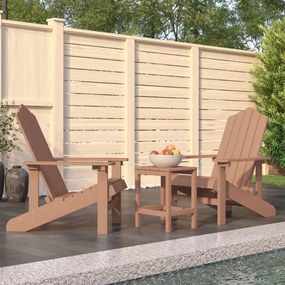 vidaXL Cadeiras de jardim Adirondack com mesa PEAD castanho