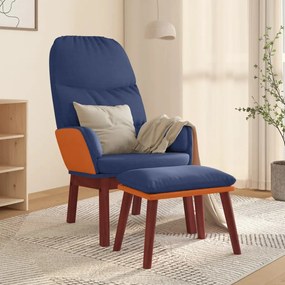 vidaXL Cadeira de descanso com banco tecido azul