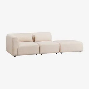 Sofá Modular De Canto De 2 Peças Com Pufe Fogler Chenille Creme Bege - Sklum