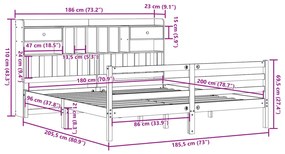 Cama com estante sem colchão 180x200 cm pinho maciço branco