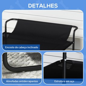 Cama Elevada para Cães Respirável para Cães Pequenos 91x69x29 cm Tecido de Textilene Apoio de Cabeça Preto