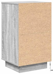 Mesa de cabeceira com luzes LED 38x34x65 cm cinzento-sonoma