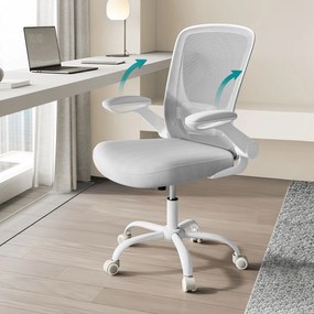 Cadeira de escritório ergonómica com malha e assento de 53 cm, cinzento claro