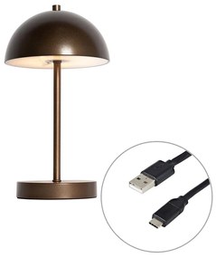 Candeeiro de mesa para exterior bronze escuro recarregável com LED e regulador de 3 níveis - Keira