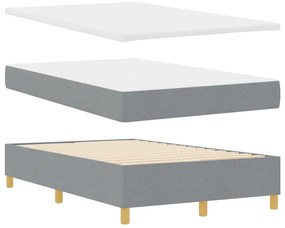 Cama Box Spring com Colchão Cinza Claro 120x200 cm Tecido