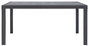 Mesa de jardim 150x90x72 cm plástico castanho c/ aspeto de vime