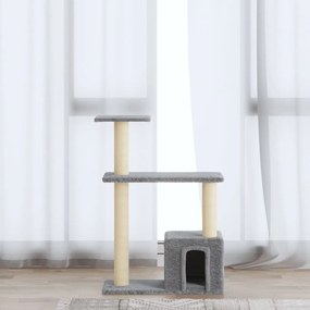 vidaXL Árvore p/ gatos c/ postes arranhadores sisal 70 cm cinza-claro