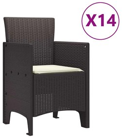 Conjunto de Jantar para o Jardim 15 pcs Castanho Grande