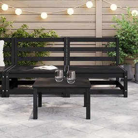 Sofás de centro para jardim 2 pcs madeira de pinho maciço preto