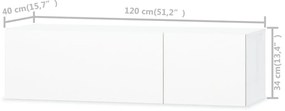 Móvel de TV em aglomerado 120x40x34 cm branco brilhante