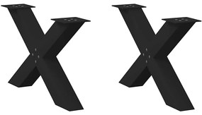 vidaXL Pés para mesa de centro em formato de X, 2 peças, preto, 70x (42-43) cm, aço