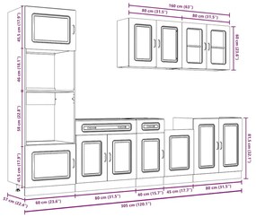 7 peças armário de cozinha conjunto Kalmar branco