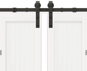 Kit de ferragens para porta deslizante 366 cm aço preto