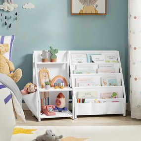 Estante infantil para brinquedos e livros, 108,5 x 30 x 75 cm, branca
