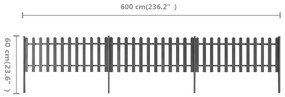 Cerca de estacas c/ postes 3 pcs 600x60 cm WPC