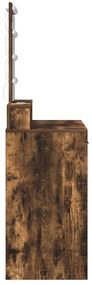 Mesa de Maquiagem vidaXL com Luzes LED Carvalho Fumado 100x41x140 cm