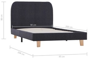 Estrutura de cama em tecido 90x200 cm cinzento-escuro