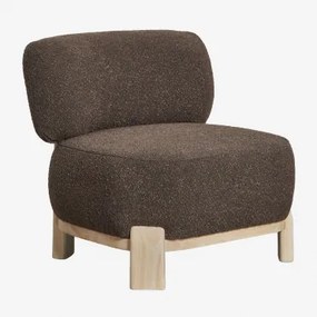 Pack De 2 Poltronas Estofadas Em Madeira De Borracha Eldred Bouclé Castanho Chocolate - Sklum