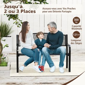 Banco de metal para área externa, estilo parque, banco de jardim para 2 a 3 pessoas, 128 cm, banco de metal para pátio, vermelho