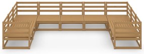 9 pcs conjunto lounge de jardim pinho maciço