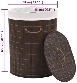 Cesto oval para roupa suja bambu castanho escuro