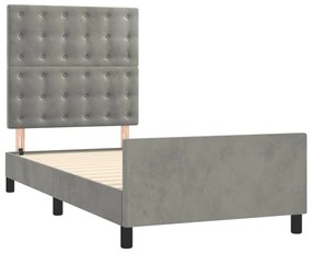 Estrutura de cama sem colchão 90x190 cm veludo cinzento-claro