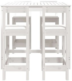 5 pcs conjunto de bar para jardim pinho maciço branco