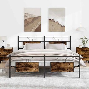vidaXL Estrutura de cama sem colchão 180x200cm metal carvalho fumado