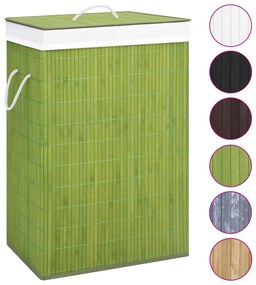 vidaXL Cesto para roupa suja c/ 2 secções 72 L bambu verde