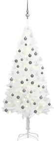 vidaXL Árvore Natal artificial pré-iluminada c/ bolas 150 cm branco