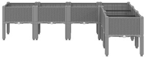 Vaso/floreira de jardim c/ pernas 160x120x42 cm PP cinza-claro